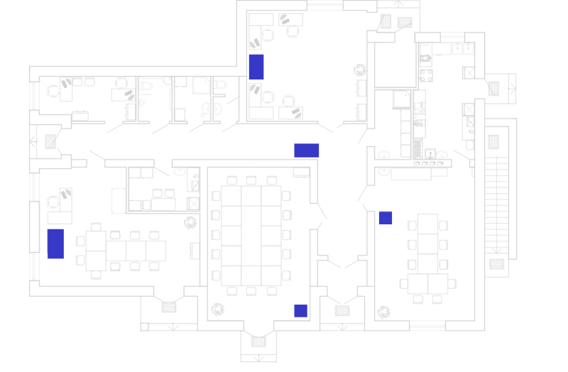 VETROSPACE in open office meeting pod blueprint