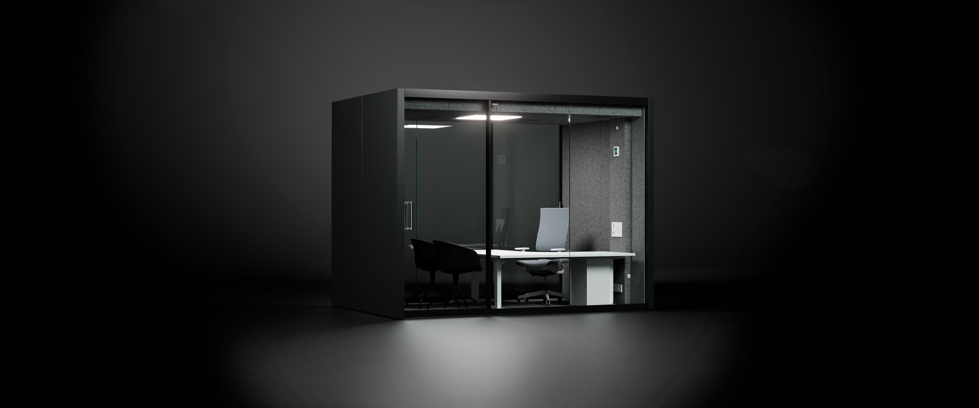 VETROSPACE L customer service point soundproof meeting pod in black background